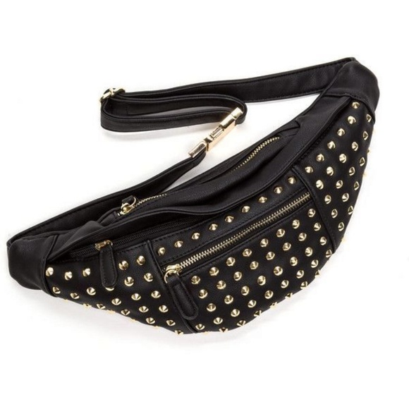 leather studded fanny pack
